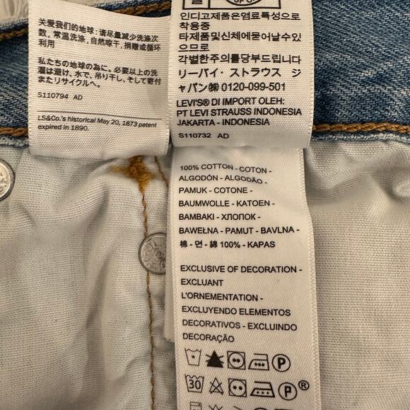 Levis 501 Jean Shorts Womens 29 Blue Medium Wash High Rise Button Stretch Denim - Picture 7 of 8